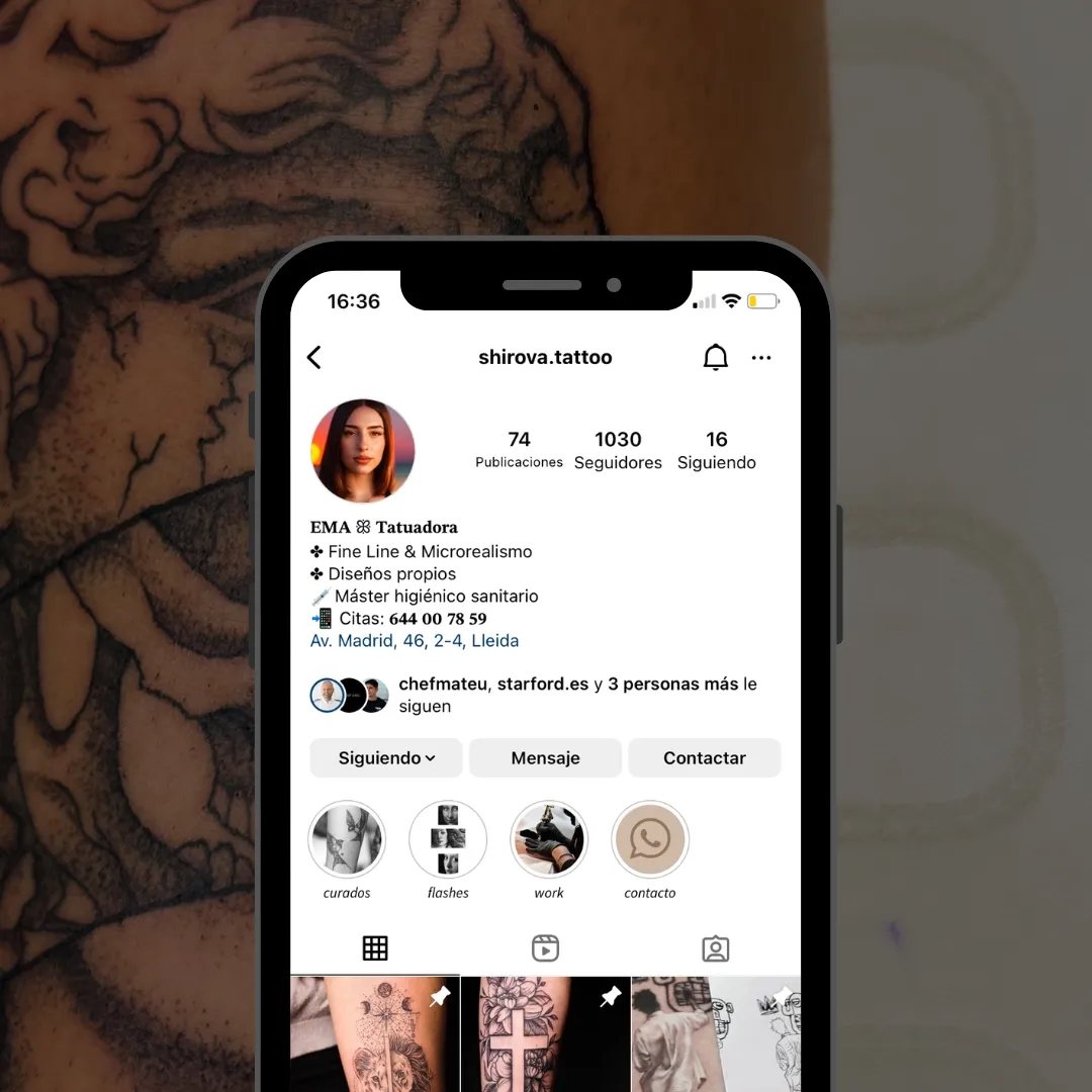 Perfil de Instagram de Shirova Tattoo, con su trabajo de microrrealismo